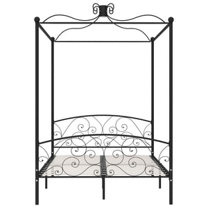 Letto a Baldacchino Nero in Metallo 140x200 cm 284477