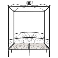 Letto a Baldacchino Nero in Metallo 180x200 cm