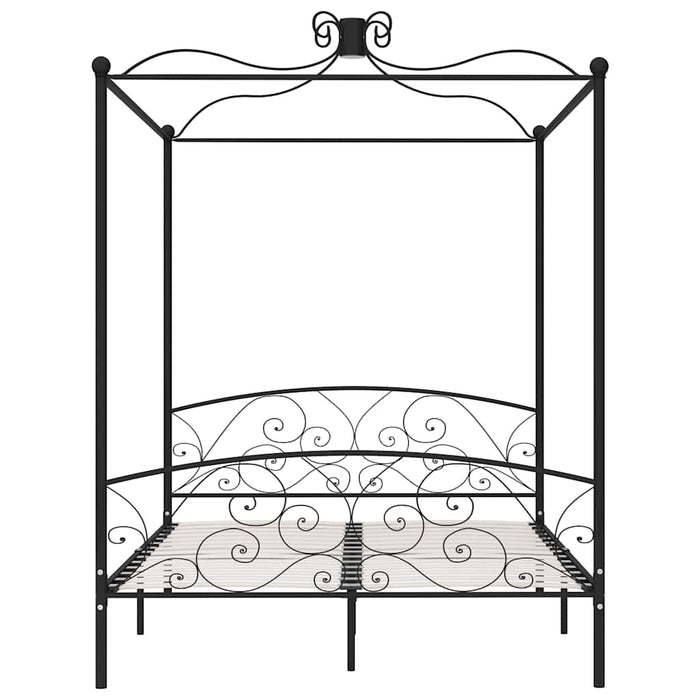 Letto a Baldacchino Nero in Metallo 180x200 cm