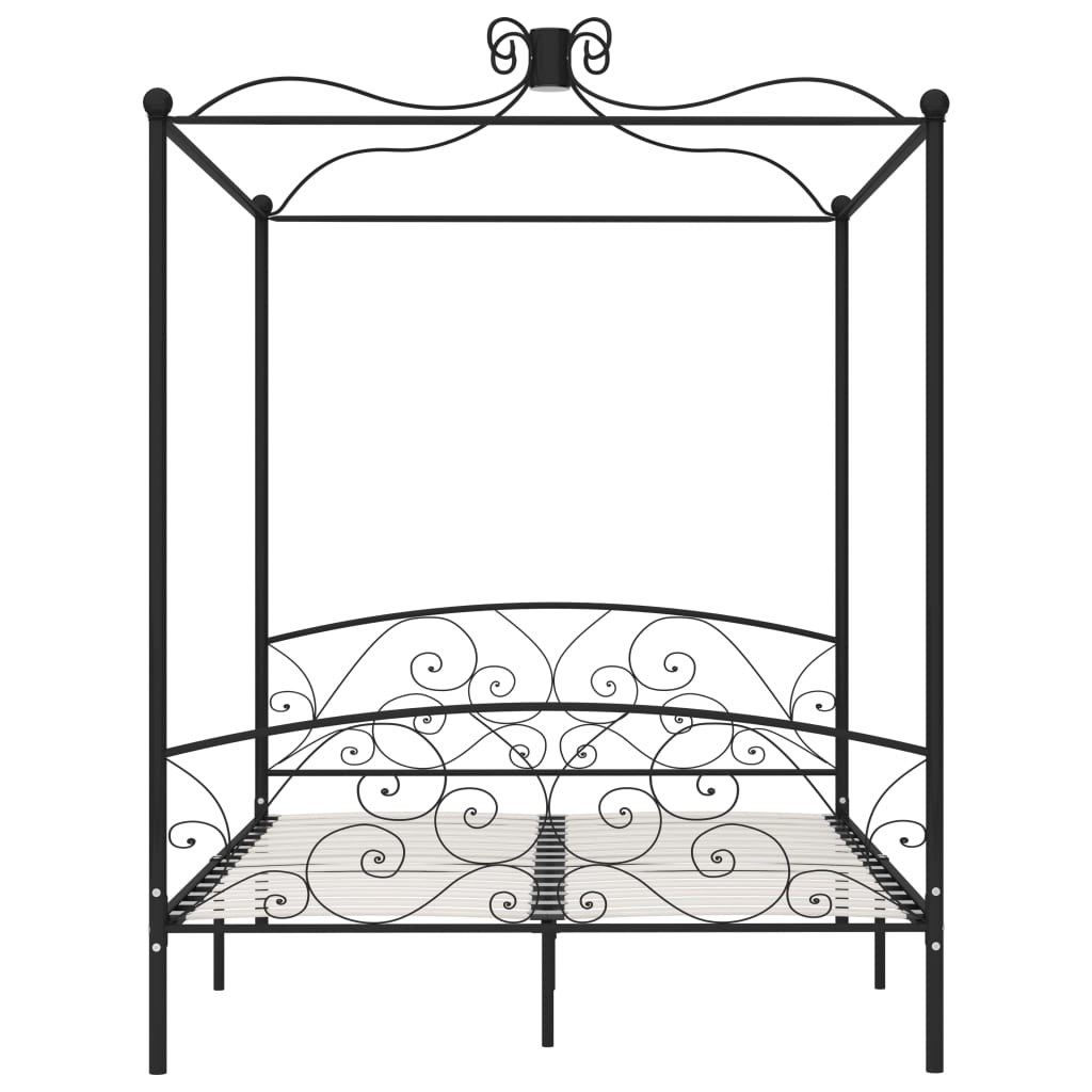 Letto a Baldacchino Nero in Metallo 180x200 cm 284479