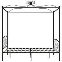 Letto a Baldacchino Nero in Metallo 180x200 cm