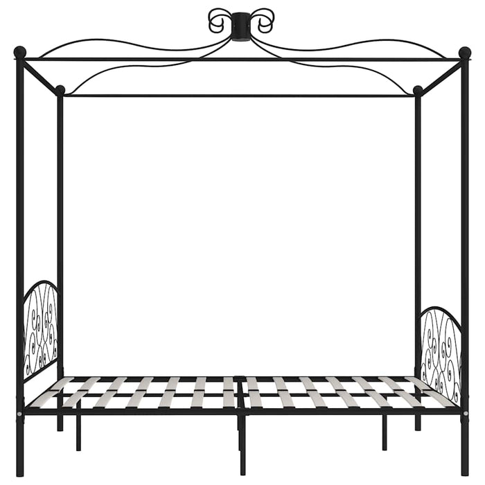 Letto a Baldacchino Nero in Metallo 180x200 cm
