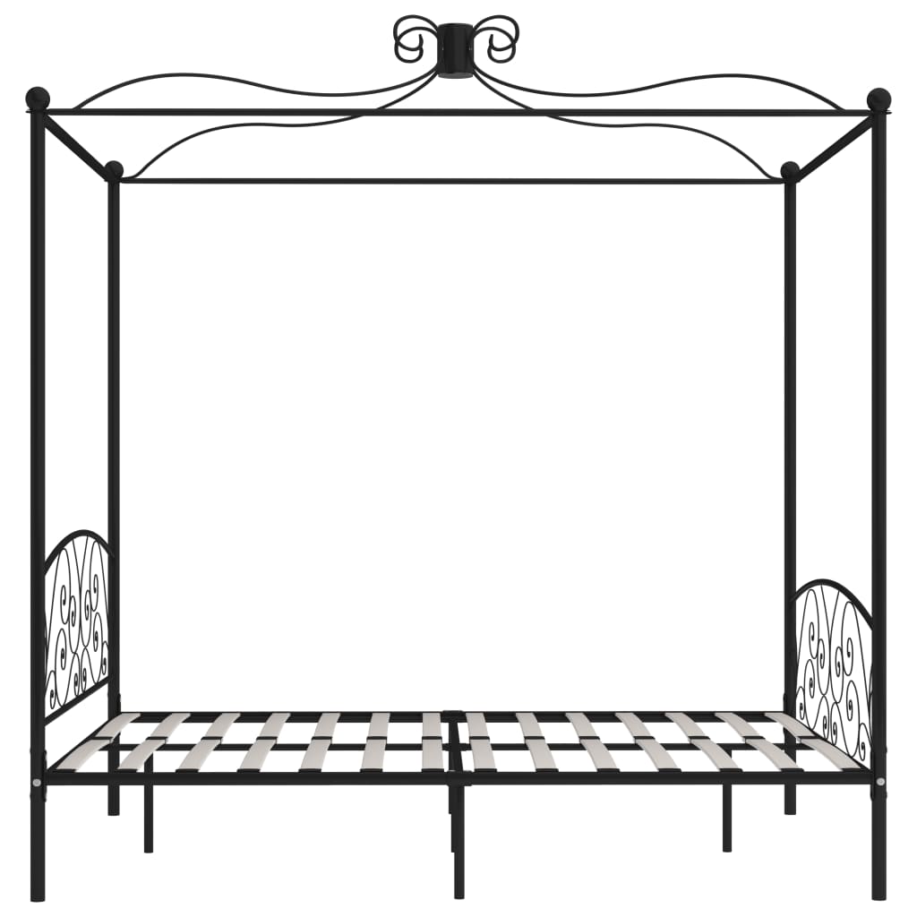 Letto a Baldacchino Nero in Metallo 180x200 cm 284479