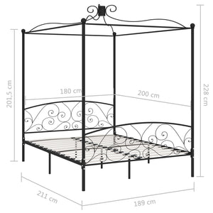 Letto a Baldacchino Nero in Metallo 180x200 cm 284479