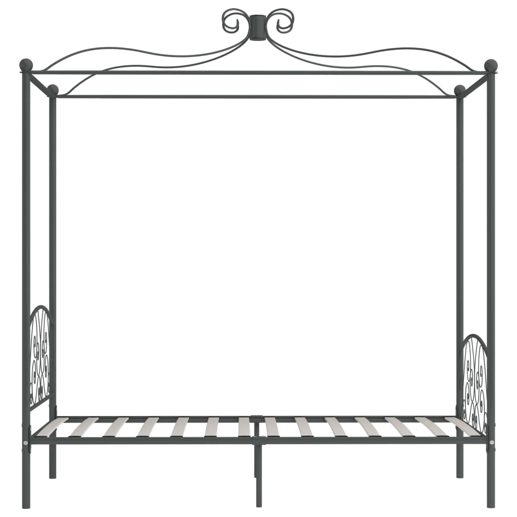 Letto a Baldacchino Grigio in Metallo 90x200 cm 284480
