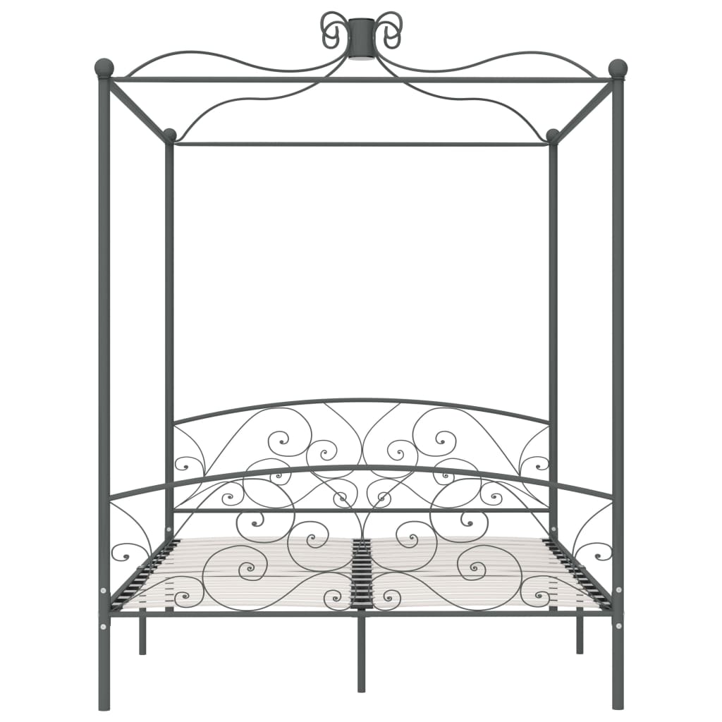 Letto a Baldacchino Grigio in Metallo 160x200 cm