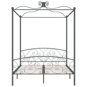 Letto a Baldacchino Grigio in Metallo 160x200 cm