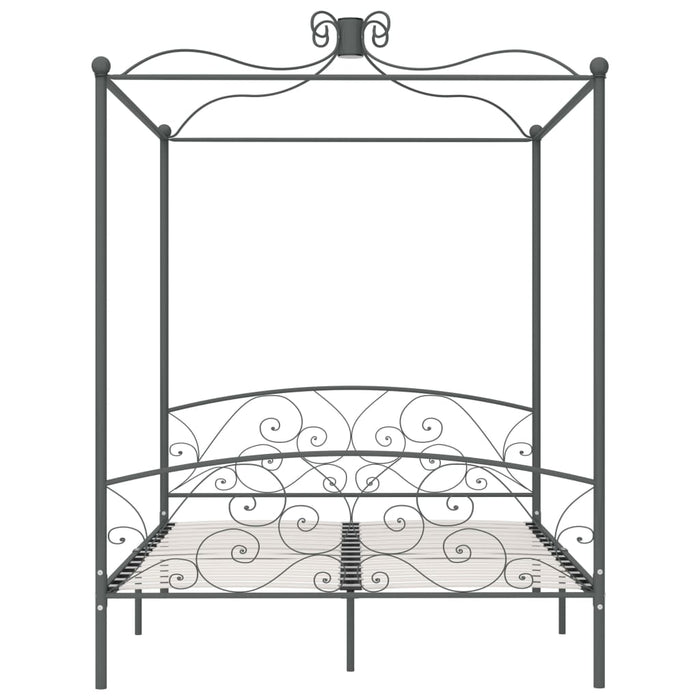 Letto a Baldacchino Grigio in Metallo 160x200 cm
