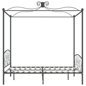Letto a Baldacchino Grigio in Metallo 160x200 cm