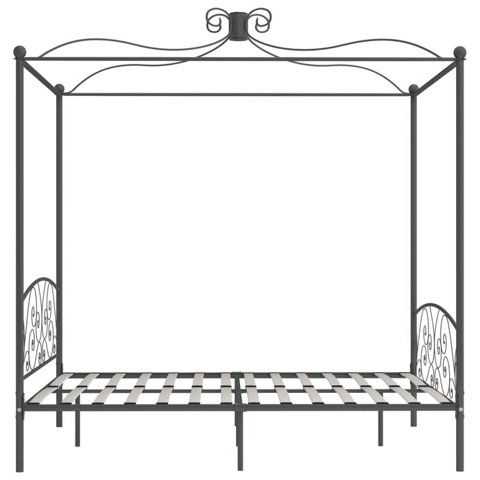 Letto a Baldacchino Grigio in Metallo 160x200 cm