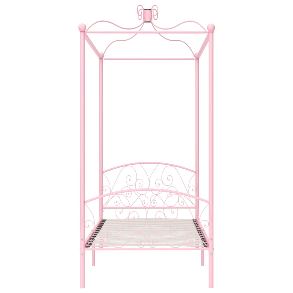 Letto a Baldacchino Rosa in Metallo 100x200 cm cod mxl 59873