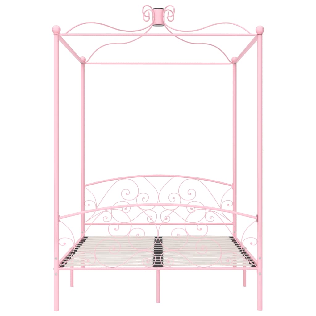 Letto a Baldacchino Rosa in Metallo 140x200 cm cod mxl 61421