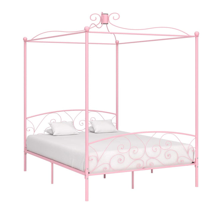 Letto a Baldacchino Rosa in Metallo 160x200 cm cod mxl 60040