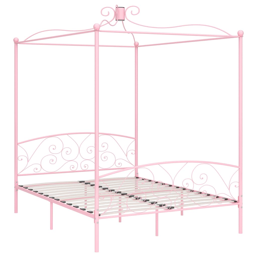 Letto a Baldacchino Rosa in Metallo 160x200 cm cod mxl 60040