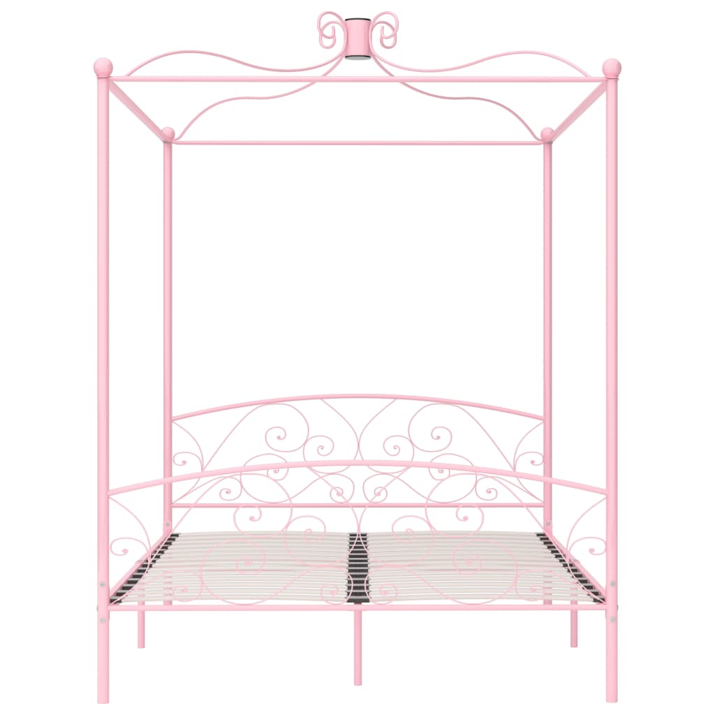 Letto a Baldacchino Rosa in Metallo 160x200 cm cod mxl 60040