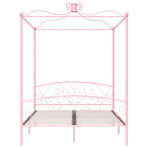 Letto a Baldacchino Rosa in Metallo 160x200 cm cod mxl 60040