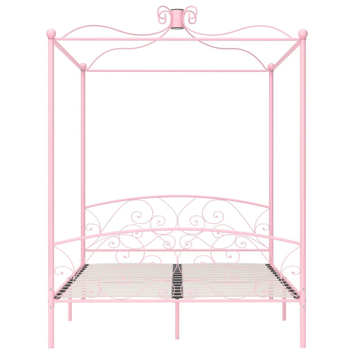 Letto a Baldacchino Rosa in Metallo 160x200 cm cod mxl 60040