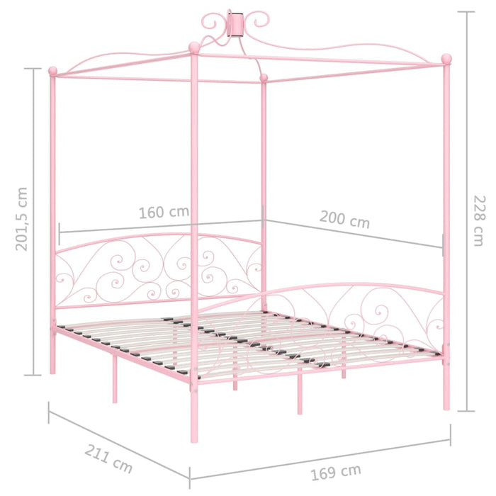 Letto a Baldacchino Rosa in Metallo 160x200 cm cod mxl 60040