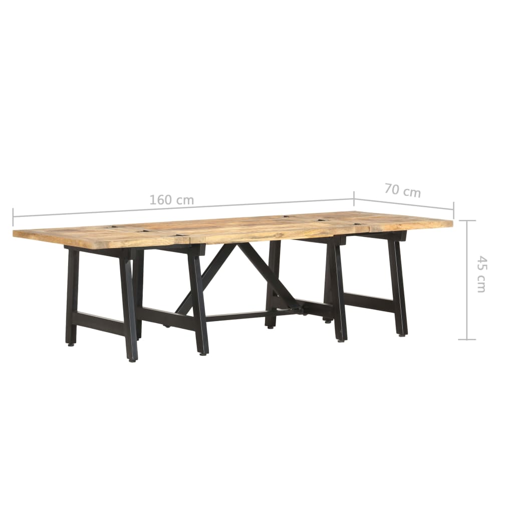 Tavolino Salotto Estensibile 160x70x45 cm Legno Massello Mango 285841