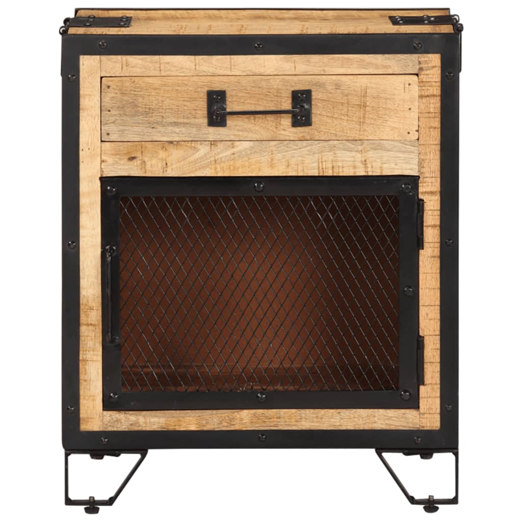 Comodino-Tavolino da notte 43x30x51 in Legno Massello di Mango Grezzo