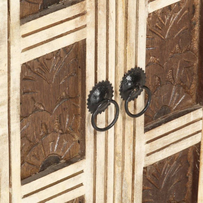 Credenza Bianca 65x30x75 cm in Legno Massello di Mango 285898