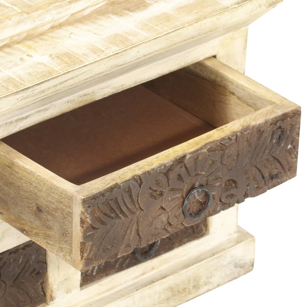 Credenza Bianca 65x30x75 cm in Legno Massello di Mango 285898