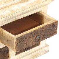 Credenza Bianca 65x30x75 cm in Legno Massello di Mango 285898