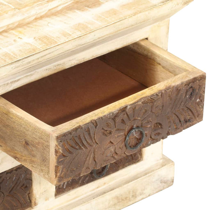 Credenza Bianca 65x30x75 cm in Legno Massello di Mango 285898