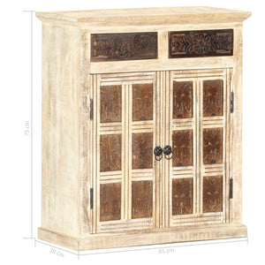 Credenza Bianca 65x30x75 cm in Legno Massello di Mango 285898