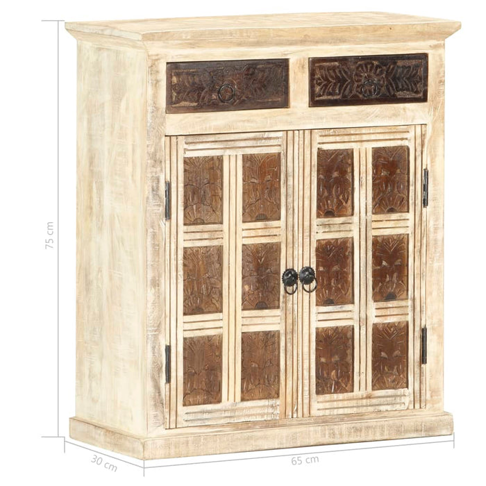 Credenza Bianca 65x30x75 cm in Legno Massello di Mango 285898