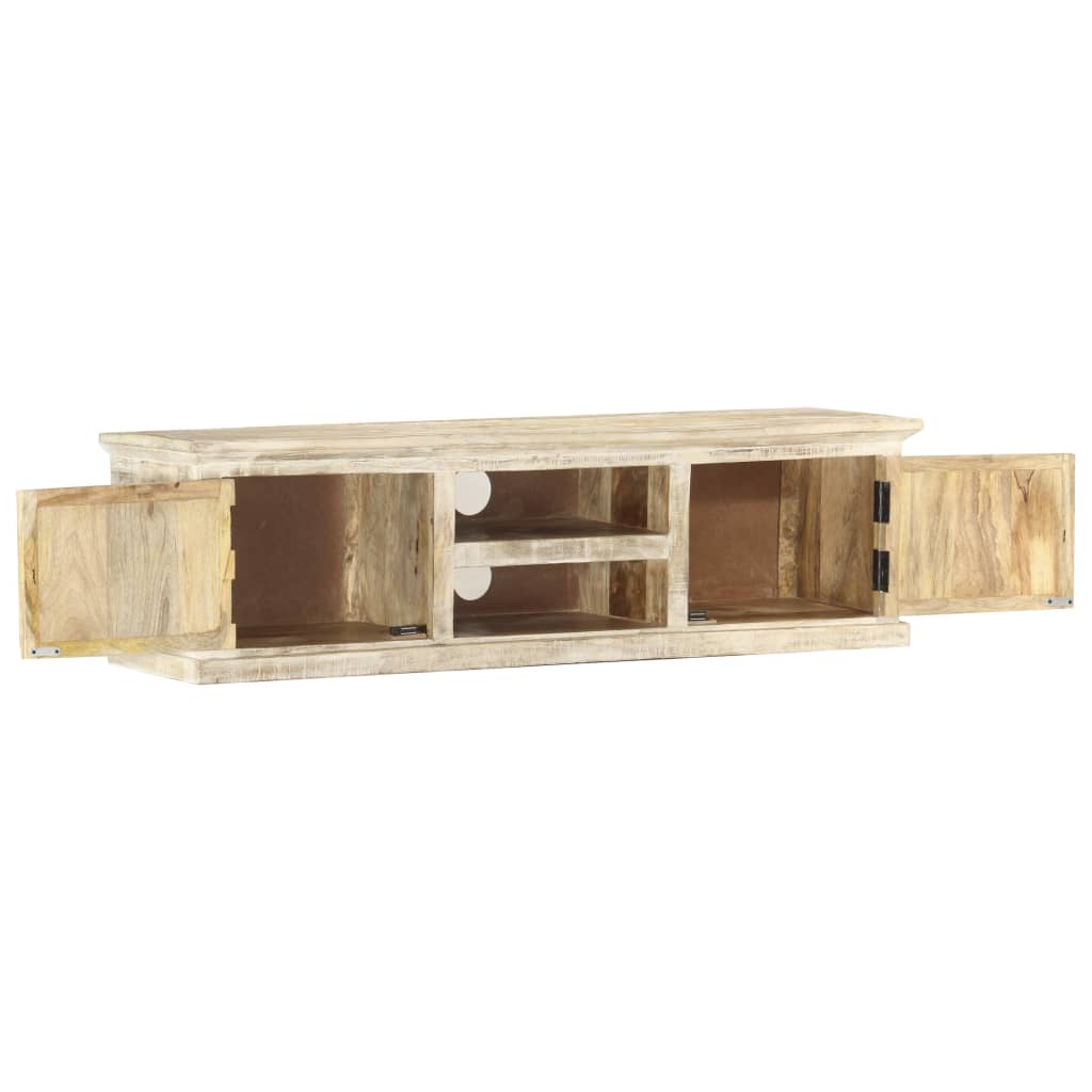 Mobile Porta TV Bianco 130x30x36 cm in Legno Massello di Mango cod mxl 59450