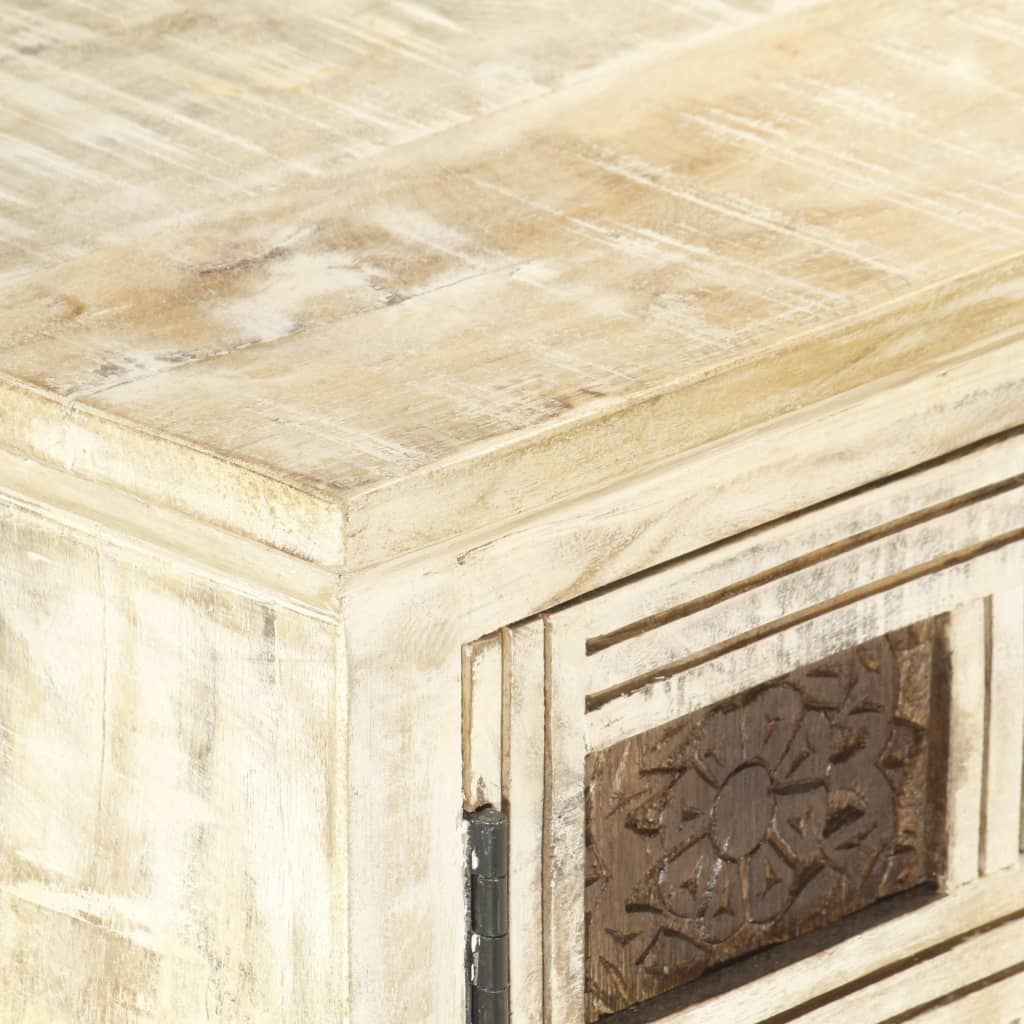 Mobile Porta TV Bianco 130x30x36 cm in Legno Massello di Mango cod mxl 59450