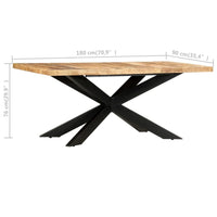 Tavolo da Pranzo 180x90x76 cm in Legno Massello di Mango Grezzo 285963