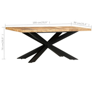 Tavolo da Pranzo 180x90x76 cm in Legno Massello di Mango Grezzo 285963