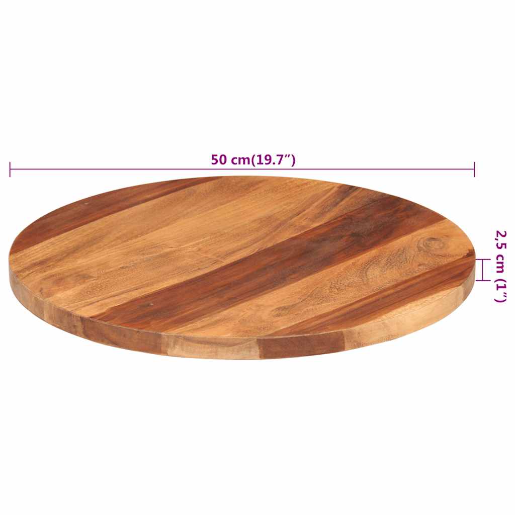 Piano Tavolo in Legno Massello di Acacia Rotondo 25-27 mm 50 cm 285973