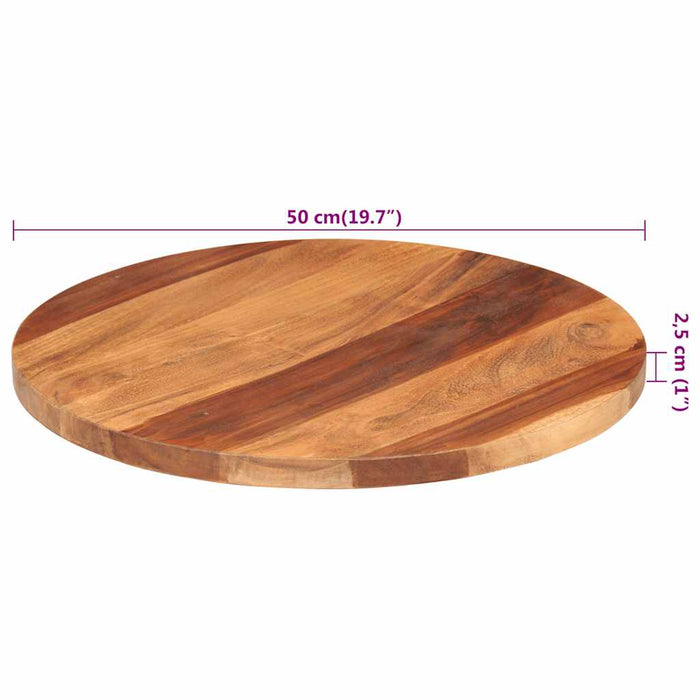 Piano Tavolo in Legno Massello di Acacia Rotondo 25-27 mm 50 cm 285973