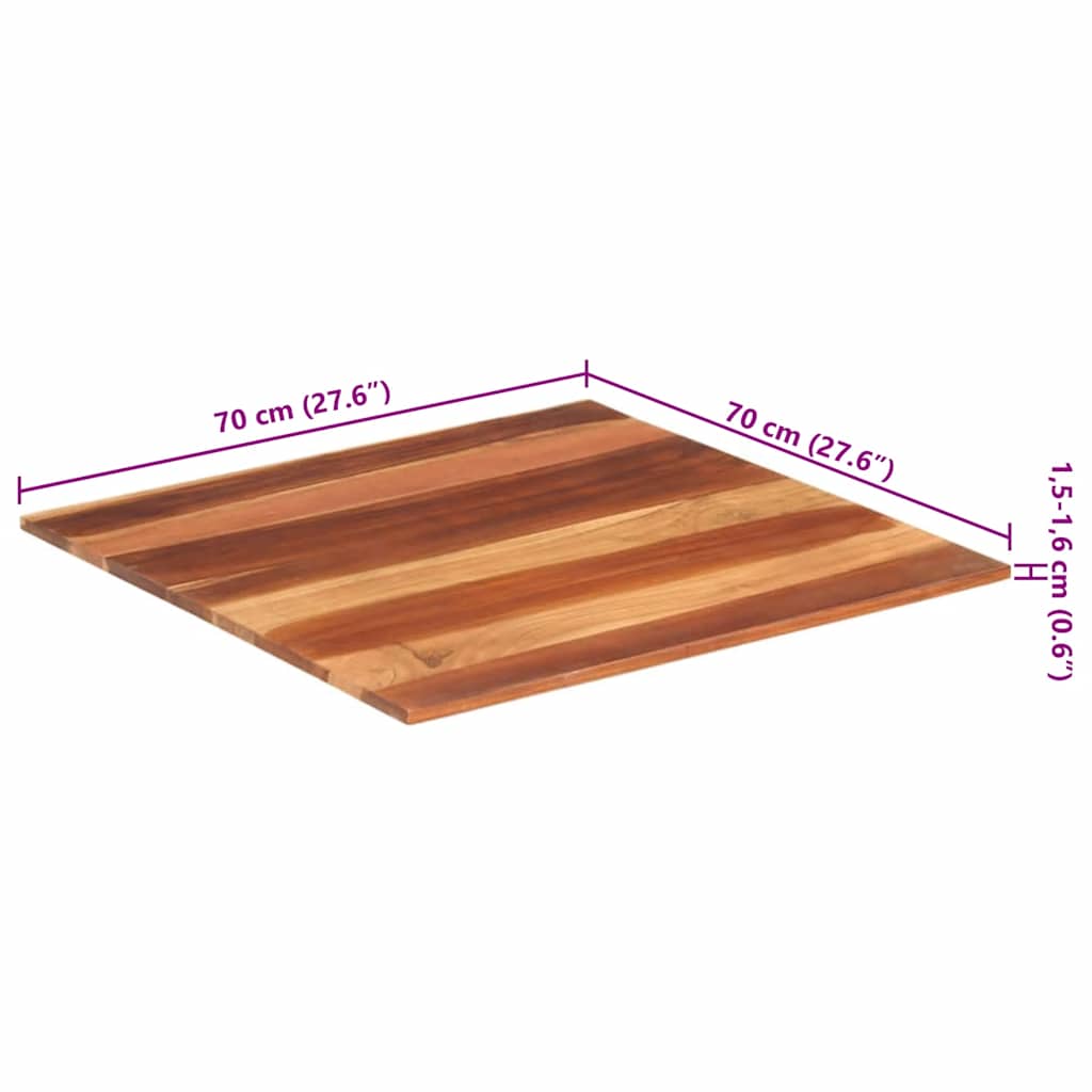 Piano Tavolo in Legno Massello di Acacia 15-16 mm 70x70 cm 285984