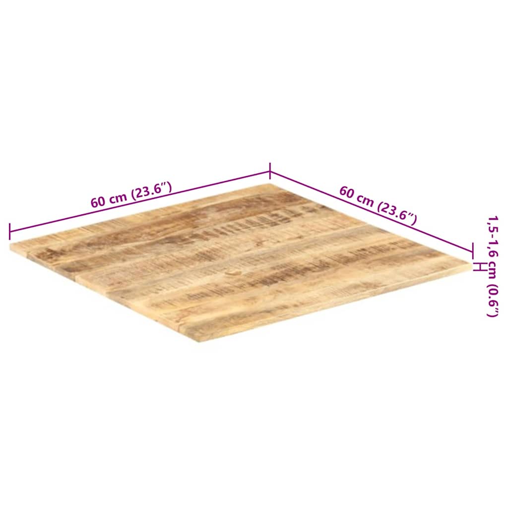 Piano Tavolo in Legno Massello di Mango 15-16 mm 60x60 cm cod mxl 56066