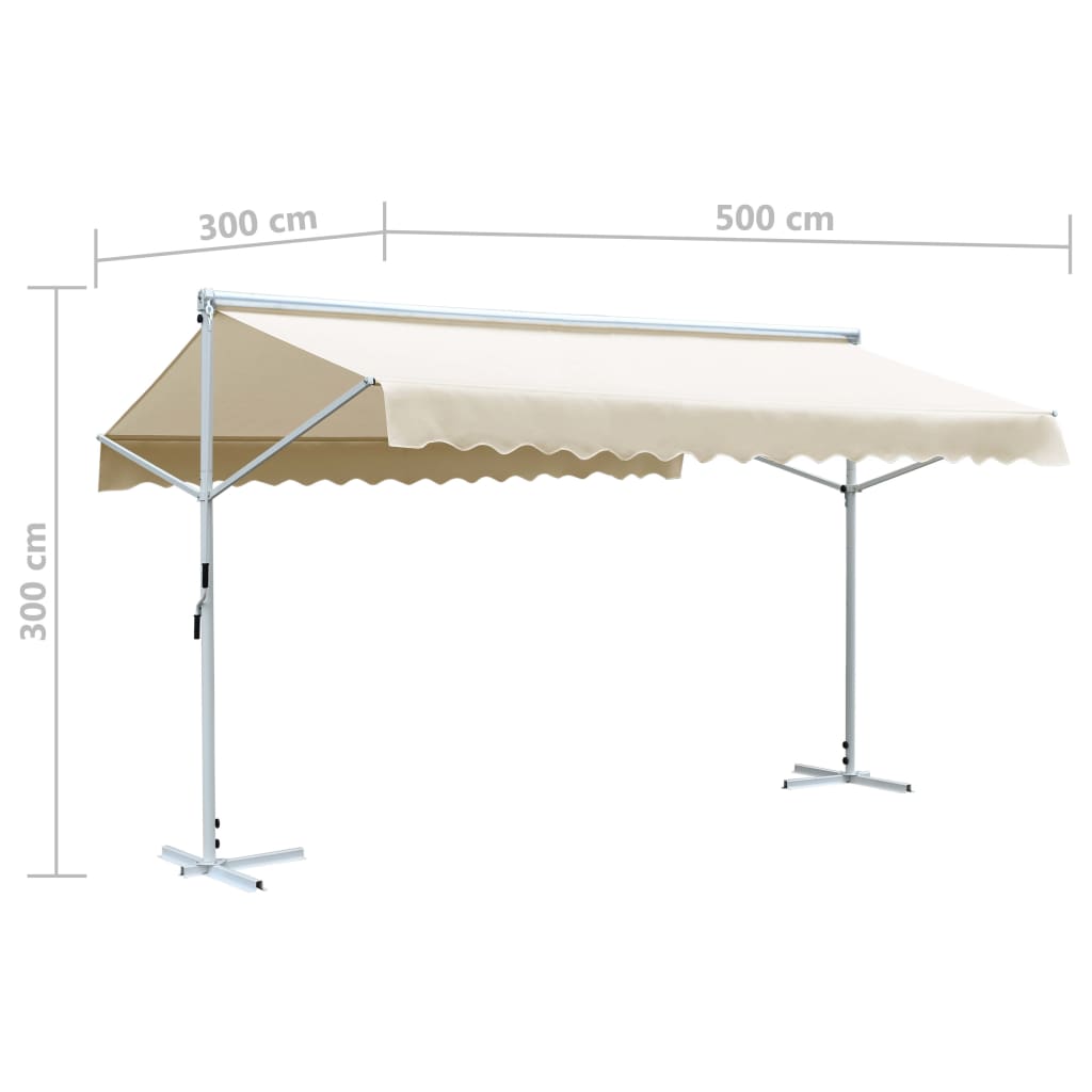 Tenda Parasole con Piedistallo 500x300 cm Crema 145883