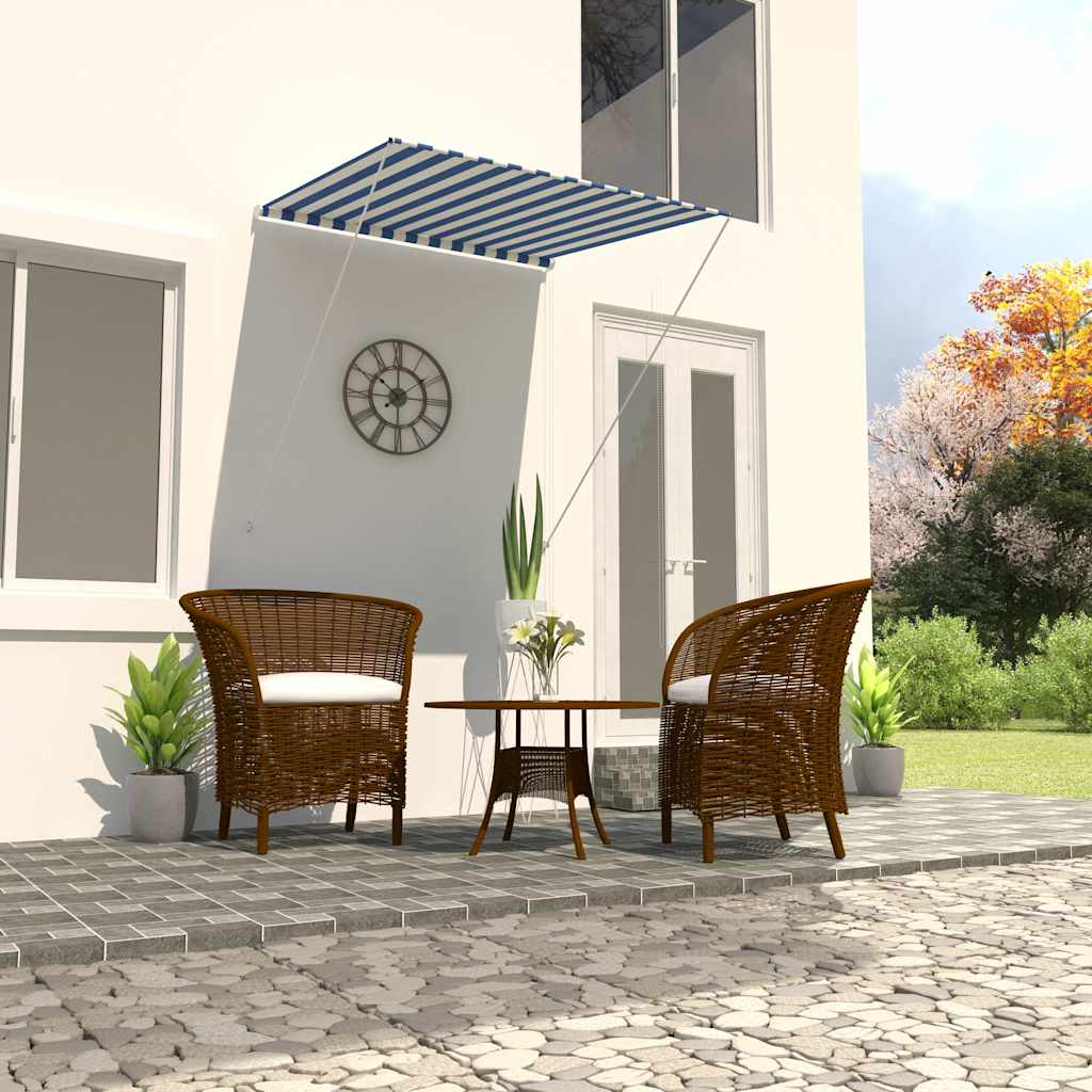 Tenda da Sole Retrattile 100x150 cm Blu e Bianco cod mxl 8272