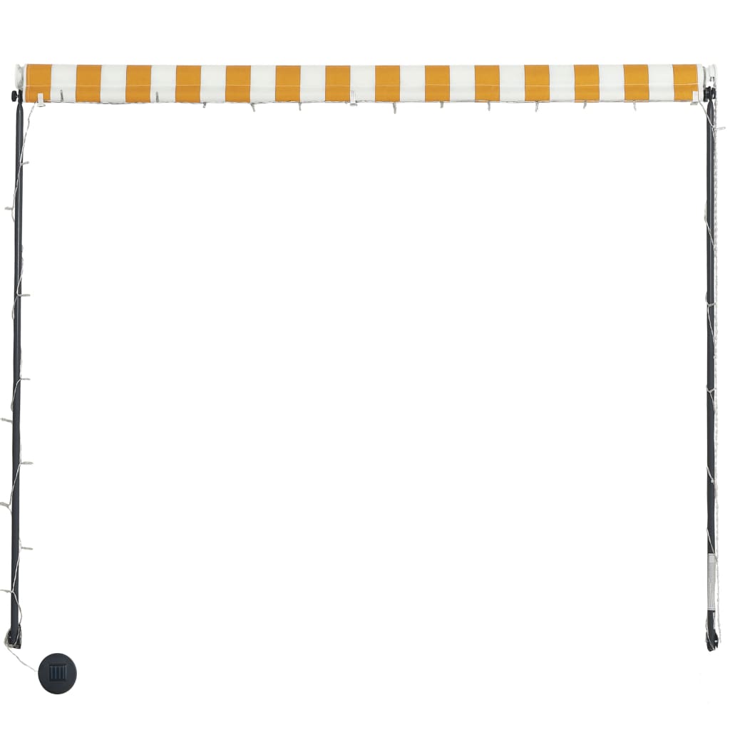 Tenda da Sole Retrattile con LED 250x150 cm Giallo e Bianco 145910