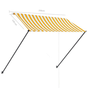 Tenda da Sole Retrattile con LED 250x150 cm Giallo e Bianco 145910