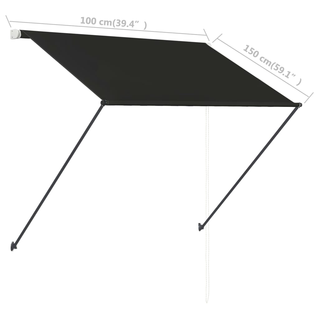 Tenda da Sole Retrattile con LED 100x150 cm Antracite 145914