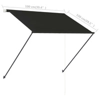Tenda da Sole Retrattile con LED 100x150 cm Antracite 145914