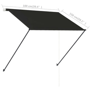 Tenda da Sole Retrattile con LED 100x150 cm Antracite 145914
