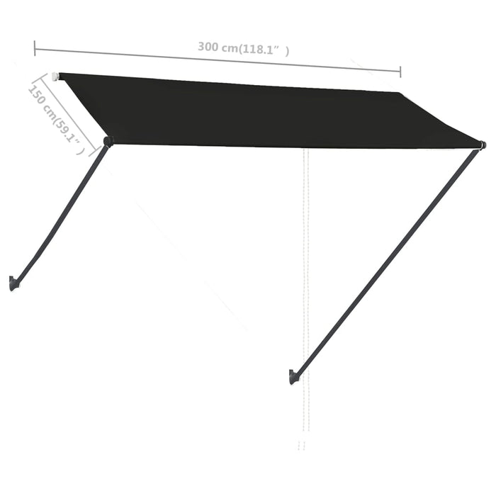 Tenda da Sole Retrattile con LED 300x150 cm Antracite 145918