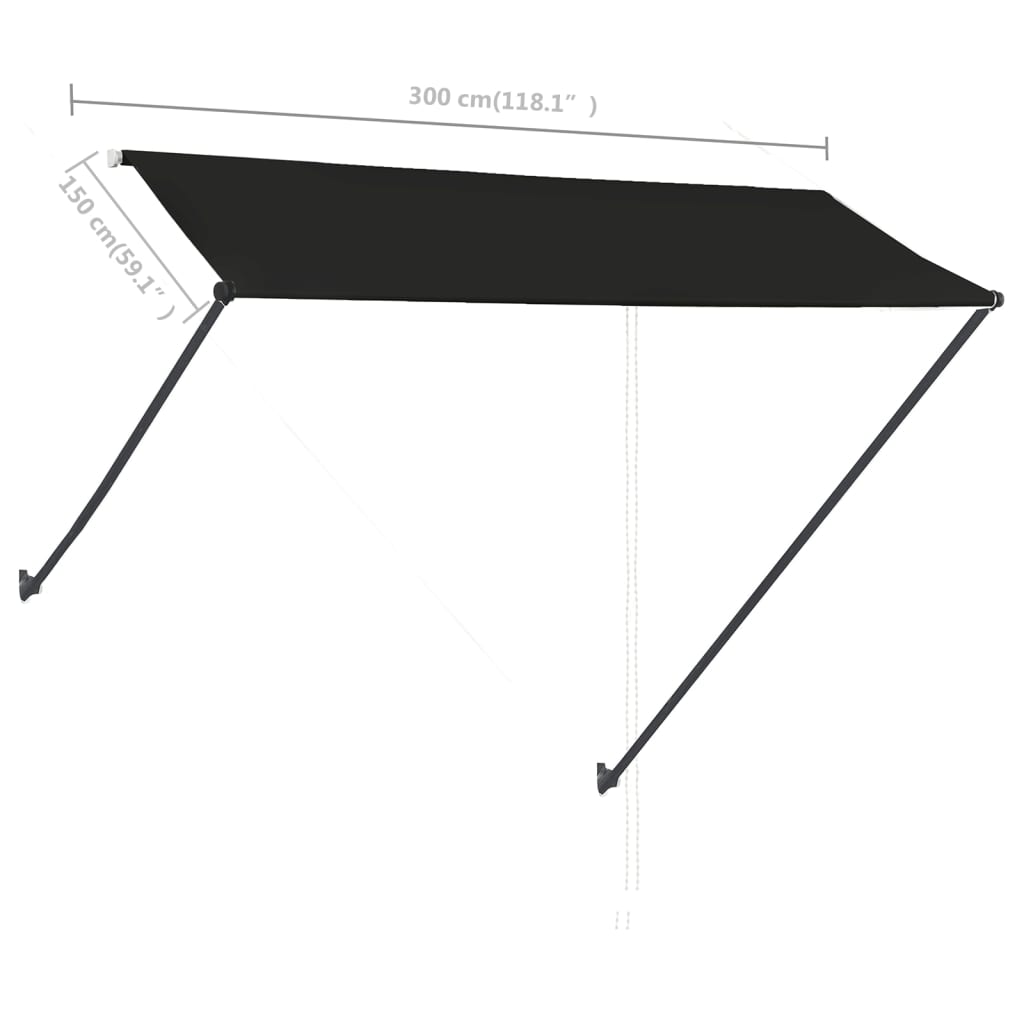 Tenda da Sole Retrattile con LED 300x150 cm Antracite 145918