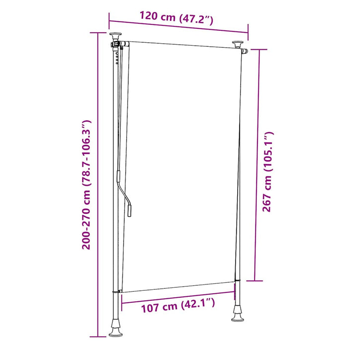 Tenda a Rullo per Esterni 120x270 cm Crema 145940