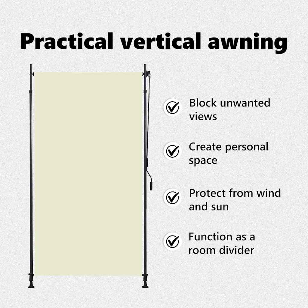 Tenda a Rullo per Esterni 120x270 cm Crema 145940