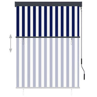 Tenda a Rullo per Esterni 120x250 cm Blu e Bianca 145961